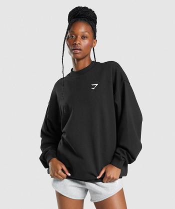 Accessories Damskie Gymshark Treningowe Oversized Sweatshirt Czarne | PL 2535WNB